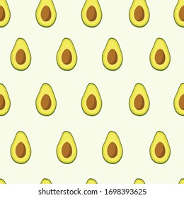 Seamless pattern with avocado fruit slices. Vector illustration