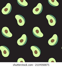 Seamless pattern with avocado fruit. Vegan food, good nutrition, healthy eating. Print for textile, clothes, wrapping paper, invitation, design and decor. Bright, tasty and trendy illustration