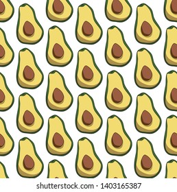 seamless pattern with avocado, hand drawn illustration vector isolated for food or your design