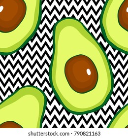 Seamless pattern with avocado hand drsw vector food