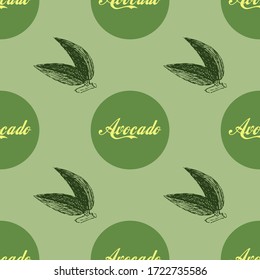 Seamless pattern of avocado. Avocado, hand-draw doodle illustration in vector. Food hand drawn illustration.Design for packaging, weddings, fabrics, textiles, wallpaper, website, postcards.