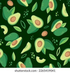 Nahtloses Muster mit Avocado. Gesundes veganisches Essen. Abstrakte, moderne Vektorgrafik.