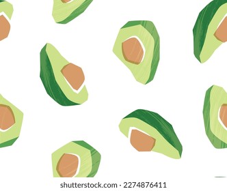 Patrón sin foco con aguacate. Alimentos veganos sanos. Ilustración moderna abstracta vectorial.