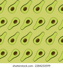 Seamless pattern with avocado. Healthy vegan food. Vector illustration.