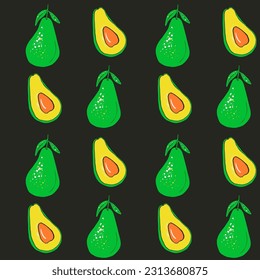 Nahtloses Muster mit Avocado. Gesunder veganischer Lebensmitteldruck. Vektorgrafik.