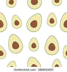 Seamless Pattern avocado illustration. Vector cartoon avocado fruit isolated on white background.