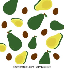 seamless pattern avocado isolated on white background for wrapping paper, avocado product packaging etc