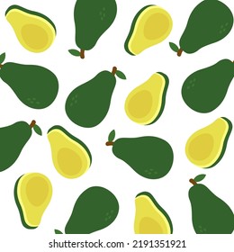 seamless pattern avocado isolated on white background for wrapping paper, avocado product packaging etc