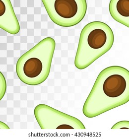seamless pattern avocado on a transparent background