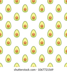 Seamless pattern avocado. Ripe halves avocado slices seamless pattern background