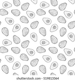 seamless pattern with avocado and slice. vector illustration