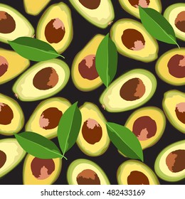 Seamless pattern with avocado, vector background.