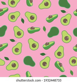 Seamless pattern with avocado. Vector illustration. 