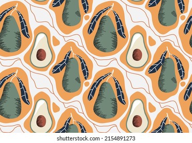 Seamless pattern with avocado. vector illustration