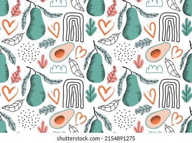 Seamless pattern with avocado. vector illustration
