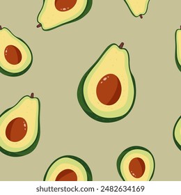 Nahtloses Muster mit Avocado. Vektorillustration im flachen Stil