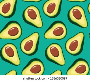 Seamless pattern with avocado vector image
