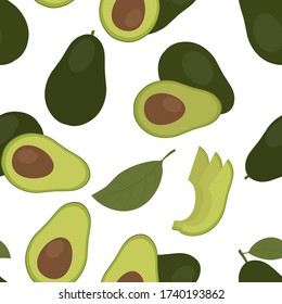 
Seamless pattern avocado vegetable food vector illustration