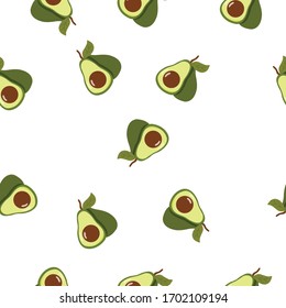 Seamless Pattern Avocado Vegetable Vector Illustration