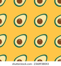 Nahtloses Muster mit Avocado. Vegetarisches Essen. Vektorgrafik.