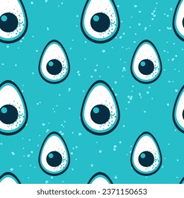 Seamless pattern with avocado. Vegetarian food. Vector.