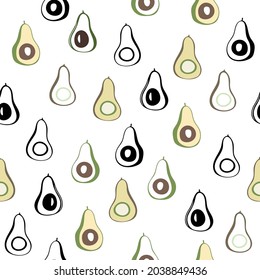 Seamless pattern with avocados. Avocado vector design for wallpaper, scrapbooking, textile, other surface design, etc. 