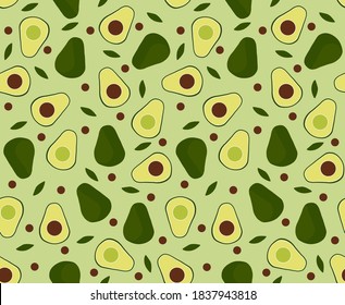 Nahtlose Muster mit Avocados und Blättern 