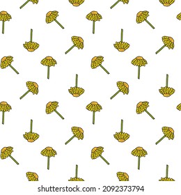 Seamless pattern with awesome yellow flowers on white background. Vector image.