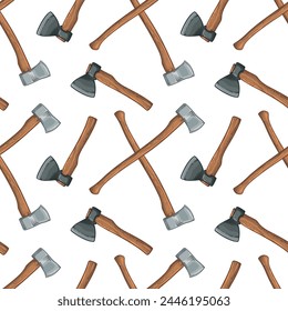 Seamless pattern with axes. Vector illustration of an ax on a white background.