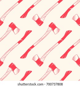 Seamless pattern with axes vintage style, vector illustration