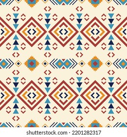 Seamless pattern of Aztec abstract geometric art. Colorful Ethnic tribal vector background.
