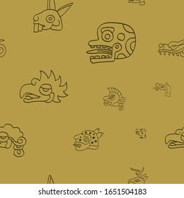 Seamless pattern with Aztec calendar Day signs 