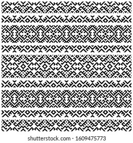 Seamless Pattern of Aztec design vector. Illustration of Tribal pattern design in black and white color
