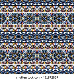 Seamless pattern with aztec and mandala motives. Abstract background in ethnic style. Boho design.