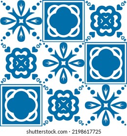 Patrón inmaculado mosaico Azulejo de color azul, adorno tradicional para la decoración de paredes y el diseño interior