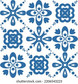 Patrón inmaculado mosaico Azulejo de color azul, adorno tradicional para la decoración de paredes y el diseño interior
