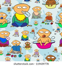 Seamless pattern with babies