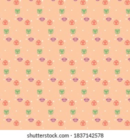 Seamless pattern with baby animal on a light brown background. Can be used for wrapping paper, wallpaper, website etc.