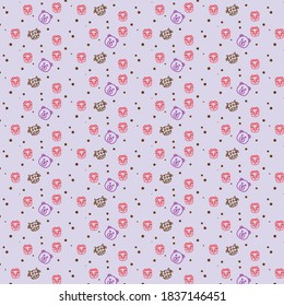 Seamless pattern with baby animal on a light purple background. Can be used for wrapping paper, websites etc.