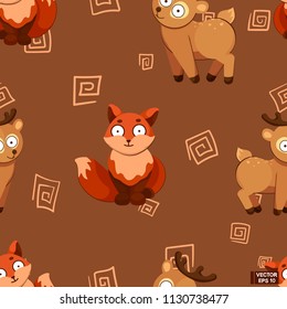 Seamless pattern of baby animals