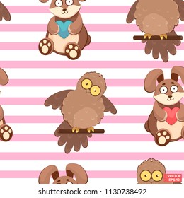 Seamless pattern of baby animals