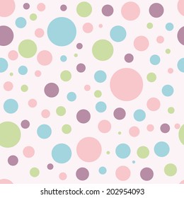 Seamless pattern. Baby background with colorful circles. Paper for scrapbook or background. Vector illustration.The rose background is removed 