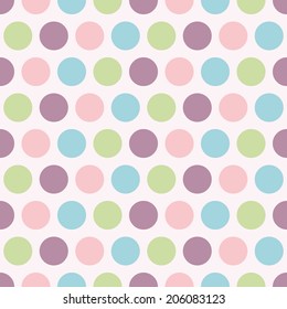 Seamless pattern. Baby background with colorful circles. Paper for scrapbook or background. Vector illustration.The rose background is removed 