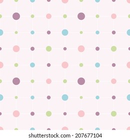 Seamless pattern. Baby background with colorful circles. Paper for scrapbook or background. Vector illustration. 