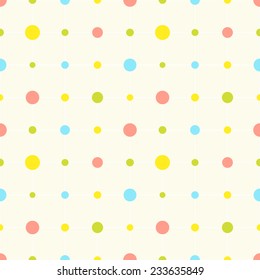 Patrón sin problemas. Fondo del bebé con círculos coloridos. Papel para el libro de recortes o fondo. Ilustración vectorial. 