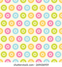 Seamless pattern. Baby background with colorful circles. Paper for scrapbook or background. Vector illustration.The rose background is removed 