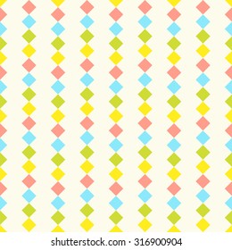 Seamless pattern. Baby background with colorful rhombus. Paper for scrapbook or background. Vector illustration. 