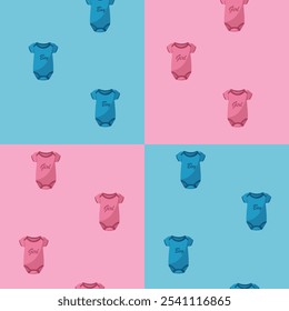 Seamless pattern baby body girl baby boy gender reveal. For Gender reveal party, event decoration, greetings, anvitations, baby shower, holiday, birthday.