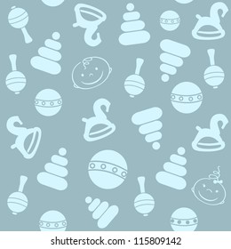 Seamless pattern with baby boy arrival background