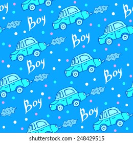 Seamless pattern of baby car